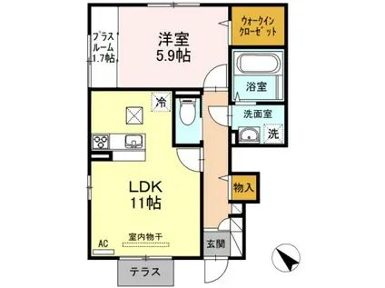 サンライズ新花 A(1LDK/1階)の間取り写真