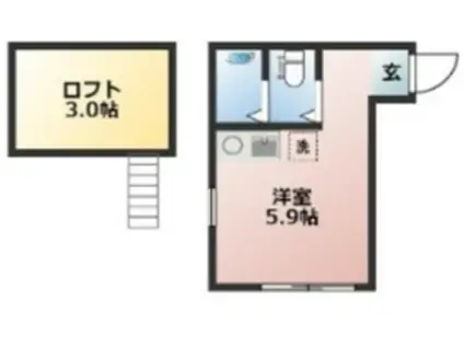 ユナイトアクシス東門前(ワンルーム/1階)の間取り写真