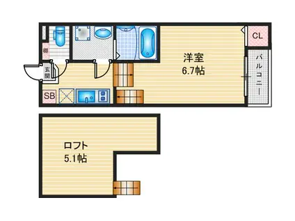 ハーモニーテラス原V(1SK/1階)の間取り写真