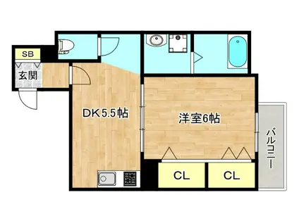 グラントステージ寺田町(1DK/1階)の間取り写真