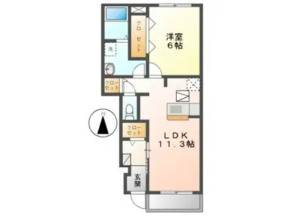 グリーンビューラクバル(1LDK/1階)の間取り写真