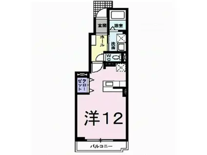 シエルブリーユ(ワンルーム/1階)の間取り写真