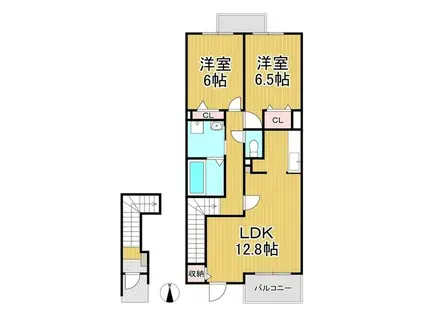 アンソレイユ A(2LDK/2階)の間取り写真