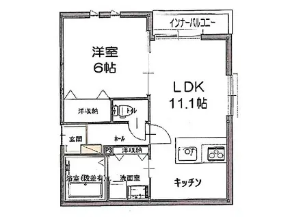 シャンブルIII(1LDK/2階)の間取り写真