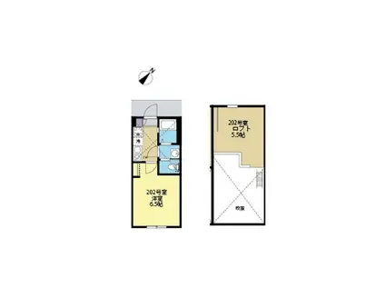 ソラーレ横浜反町(1K/2階)の間取り写真