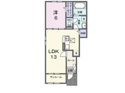 サザンクロスB(1LDK/1階)の間取り写真