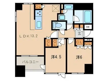 OPUS RESIDENCE 日本橋水天宮(2LDK/4階)の間取り写真