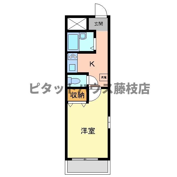 ノヴァ 藤枝(1K/1階)の間取り写真