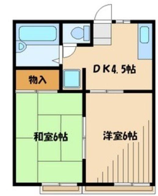 グレースコートA棟(2K/1階)の間取り写真