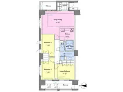 アールスタイルズ武蔵小杉ウエスト(3LDK/4階)の間取り写真