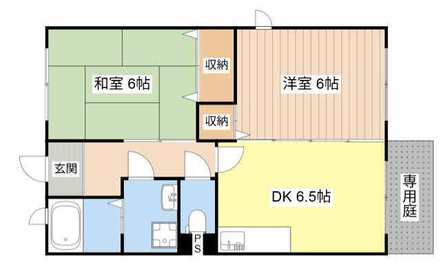 ウインビューA棟(2DK/1階)の間取り写真