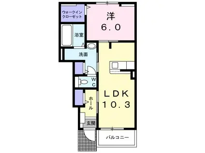 ヴィッラ・フジヤ VII(1LDK/1階)の間取り写真