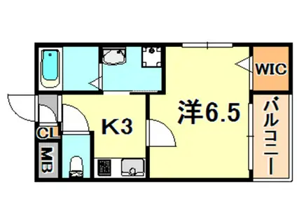 ワコーレヴィータ神田町(1K/3階)の間取り写真