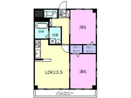 ロイヤルヒルズ美旗(2LDK/2階)の間取り写真