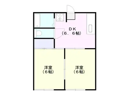 コスモハイツ(2DK/2階)の間取り写真