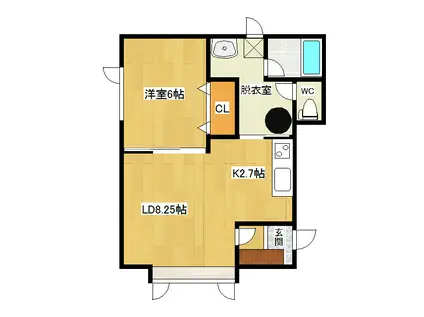 コーポラスマルミIII(1LDK/1階)の間取り写真