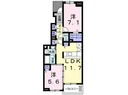 サンシャリエ.A(2LDK/1階)の間取り写真