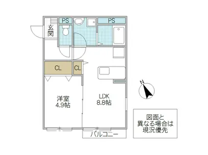 サンライズ金町(1LDK/1階)の間取り写真