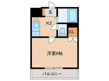 鹿児島市電谷山線 荒田八幡駅 徒歩4分 5階建 築30年(1K/4階)の間取り写真