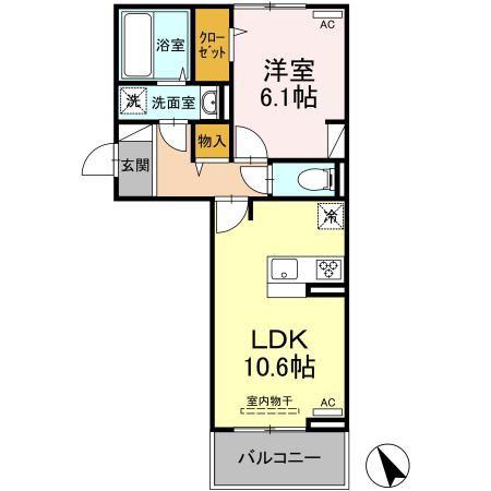 コンフィデンスS.S(1LDK/3階)の間取り写真