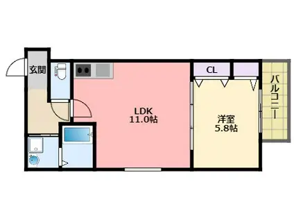 フジパレス西宮小松南(1LDK/1階)の間取り写真