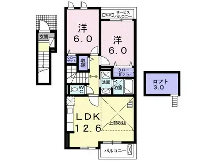 ネオコルソ(2LDK/2階)の間取り写真