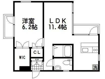 BLDG K(1LDK/3階)の間取り写真
