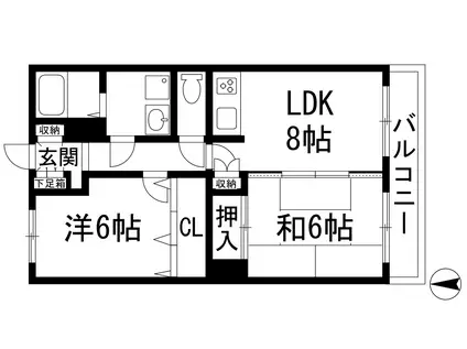 ハイタウン御殿山西(2LDK/2階)の間取り写真