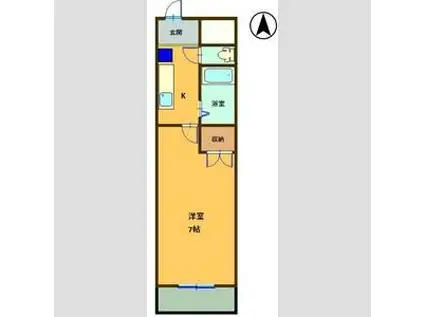 クレールたつた(1K/4階)の間取り写真