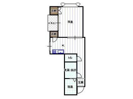 菊水パレス(1DK/3階)の間取り写真