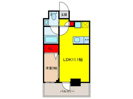 QUALITAS日本橋浜町(1LDK/8階)の間取り写真