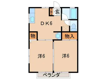 プロムナード秋葉A棟(2DK/1階)の間取り写真