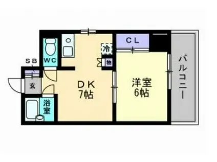 リブレ東蟹屋(1DK/2階)の間取り写真