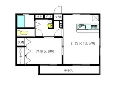 ガーネットヒルFK(1LDK/2階)の間取り写真
