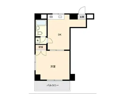 ZION COURT 上池台(1DK/4階)の間取り写真