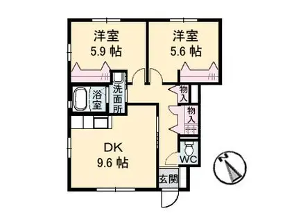 ヴェルデメゾンさだいわ A(2DK/1階)の間取り写真