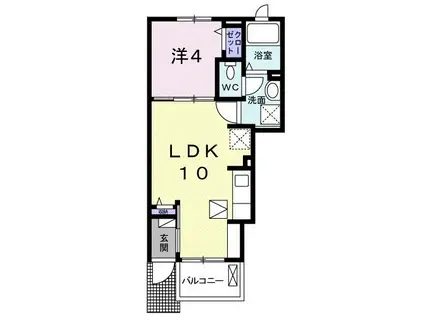 名鉄犬山線 柏森駅 徒歩27分 2階建 築5年(1LDK/1階)の間取り写真