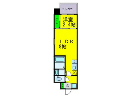 CHAINONキセラ川西(1LDK/2階)の間取り写真