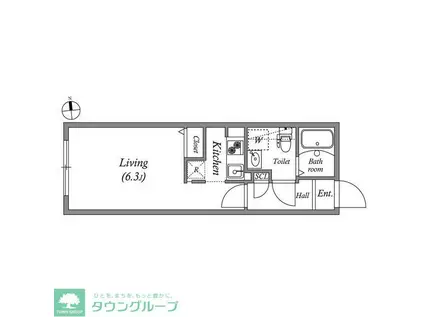 ブランシェ鷺ノ宮II(1K/2階)の間取り写真