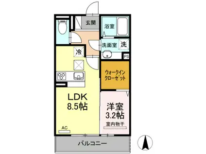 ユーハイム21(1LDK/1階)の間取り写真