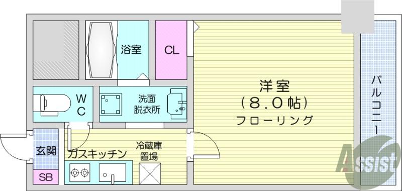 サンシャインステージ壱番館(1K/2階)の間取り写真