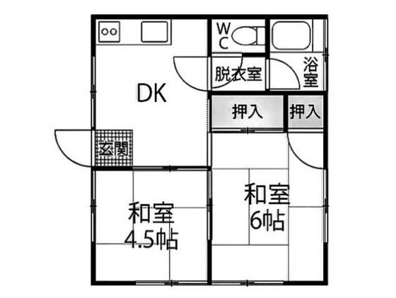 旭アパート B棟(2K/2階)の間取り写真
