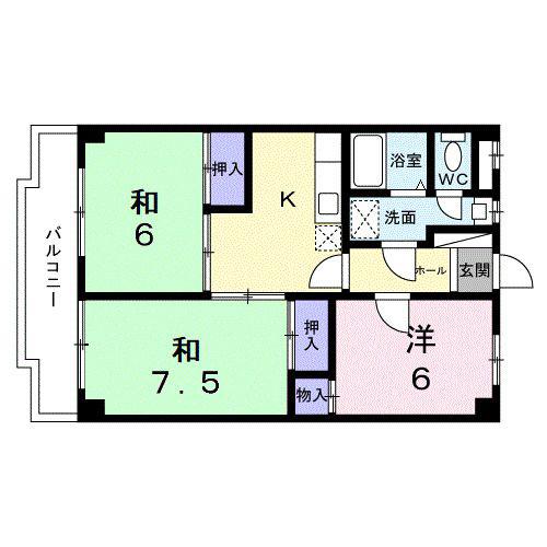 メゾンクレスト(3K/4階)の間取り写真