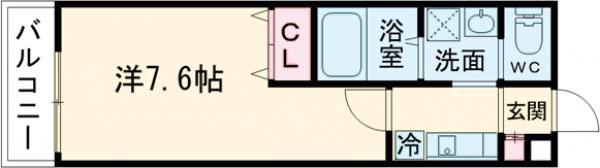 ALEGRIA姫路京口(1K/1階)の間取り写真