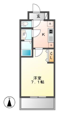 プレサンス桜通ベルノ(1K/8階)の間取り写真
