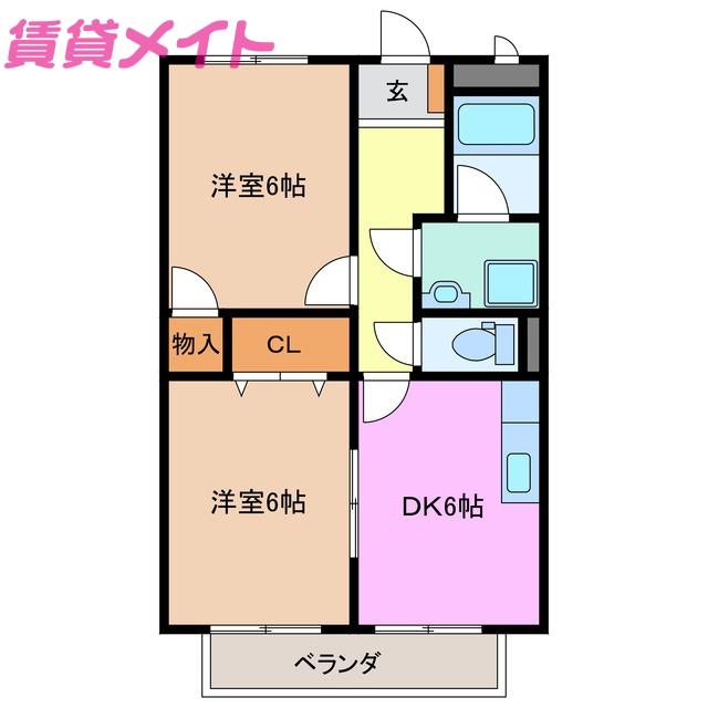 サープラスIIときわ(2DK/1階)の間取り写真