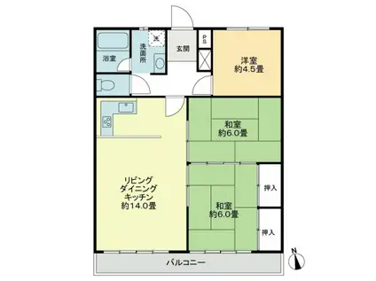 メゾン栗林(3LDK/5階)の間取り写真
