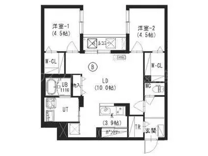 クレスト豊平公園(2LDK/4階)の間取り写真