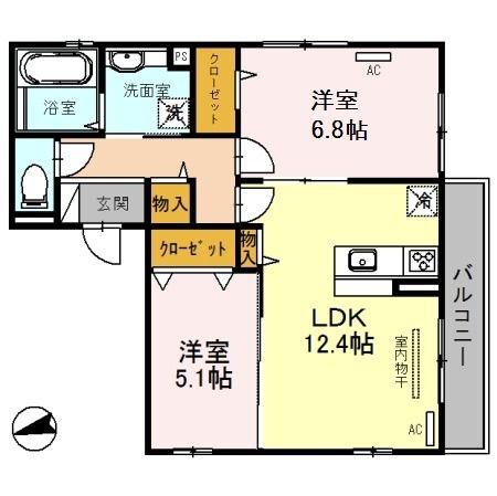 GRAND SAGE(2LDK/2階)の間取り写真