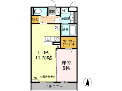ベルウッド(1LDK/3階)の間取り写真